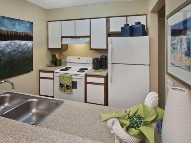 Kitchen with stainless steel sink