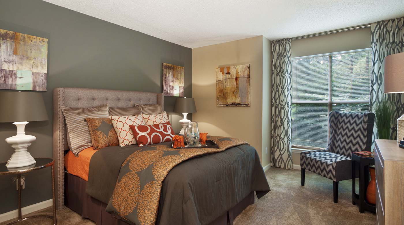 Spacious bedroom with a lot of natural light