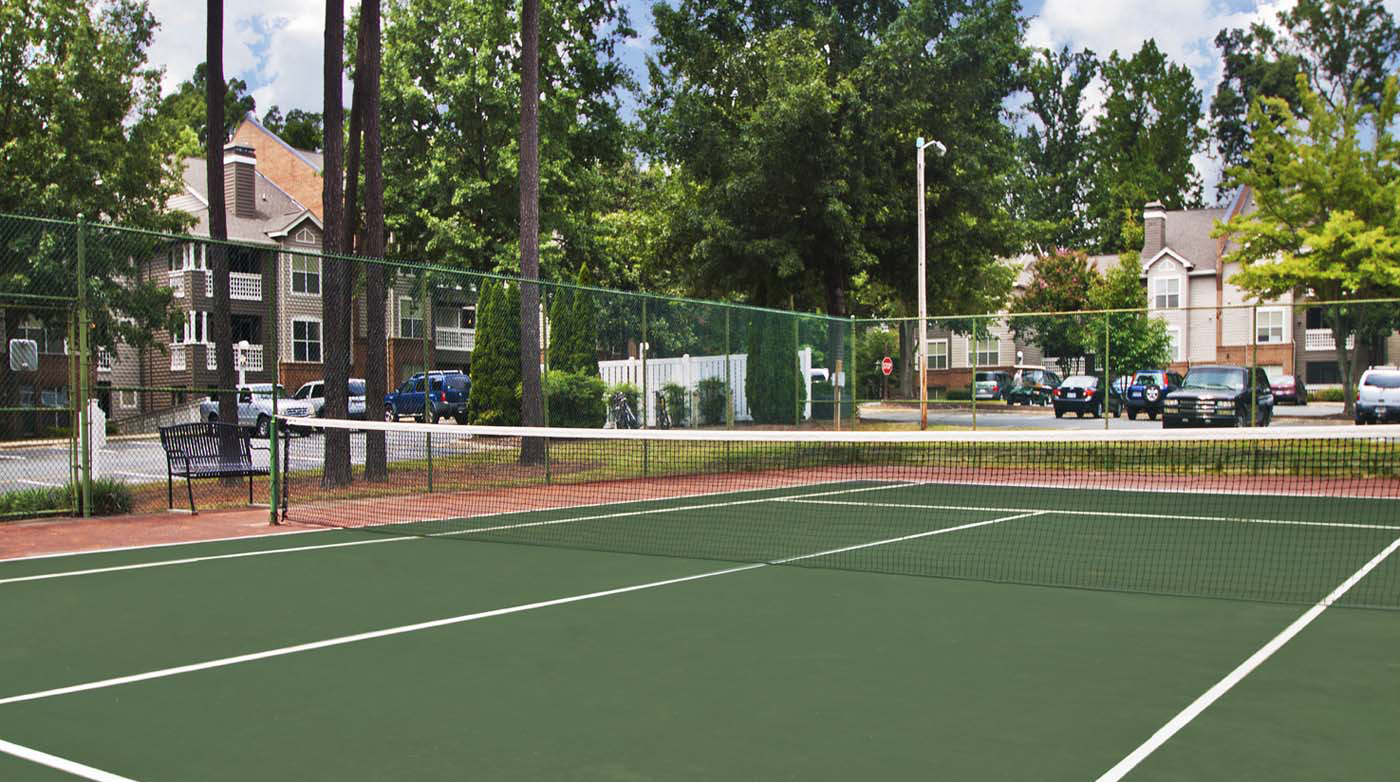 Lighted tennis courts.