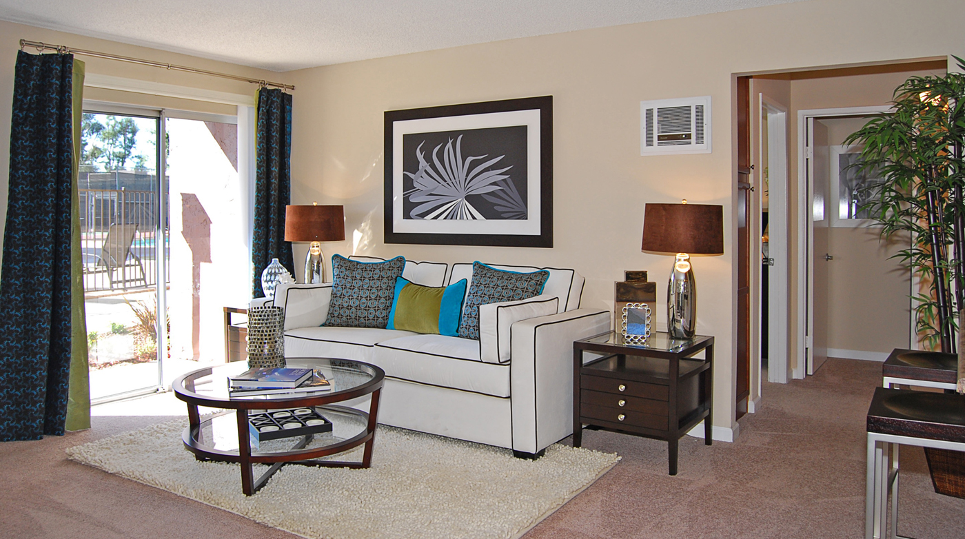 Large living rooms with sliding glass doors to your private patio or balcony.