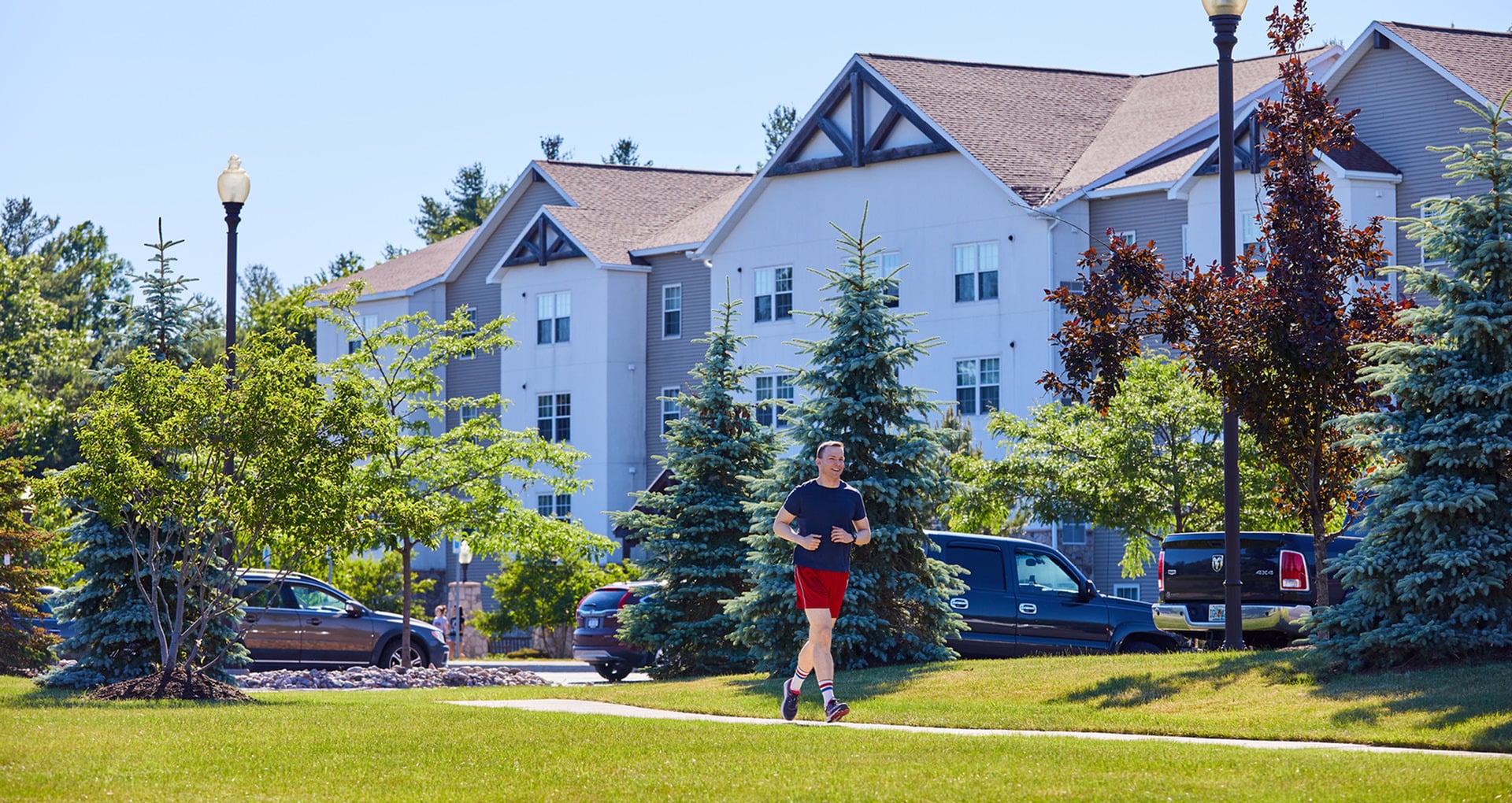Man running outside near neighborhood
