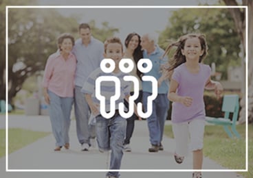 People Icon with family in background